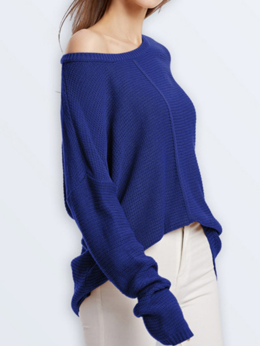 Liber Autumn women's patchwork raglan sleeve knitted pullover mesh see-through top