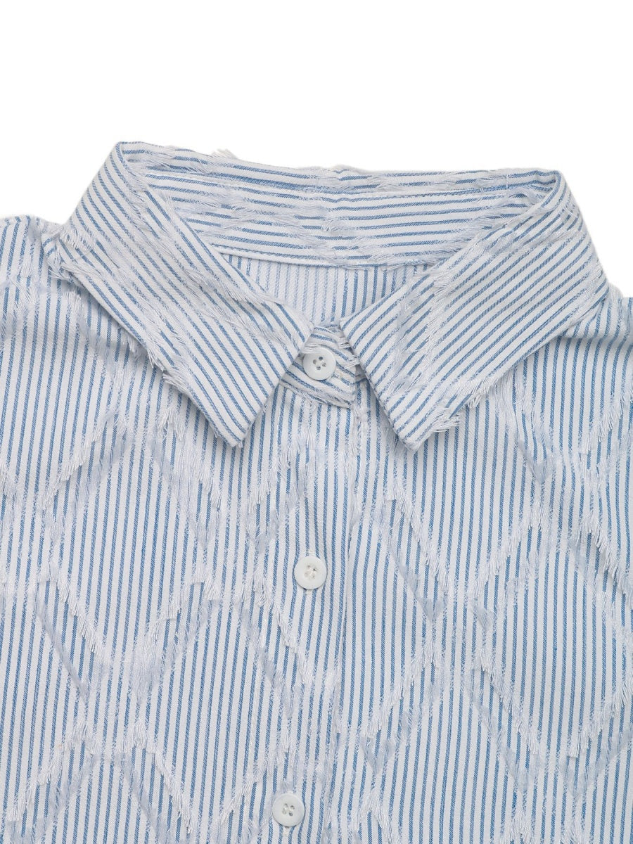 Women's Lace Blue Studded Shirt