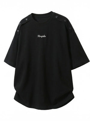 Retro Loose-fit Letter Applique T-shirts