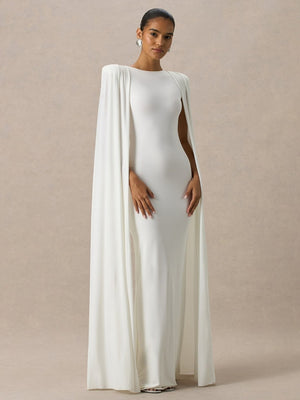 Cloak Style Longline Temperament Crew Neck Grace Maxi Dresses