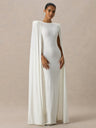Cloak Style Longline Temperament Crew Neck Grace Maxi Dresses