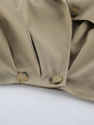 Short Button Decoration Lapel Trench Coat
