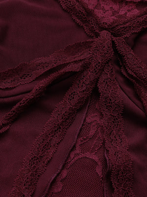 Lace-trimmed Bow-tie Bell-sleeve T-shirt