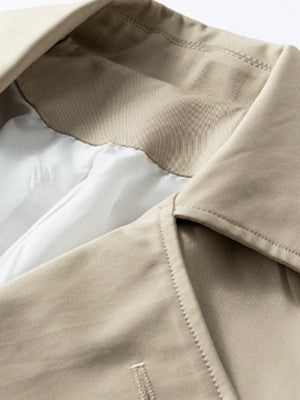 Black Khaki Multiple pockets Mid-length Trench Coats