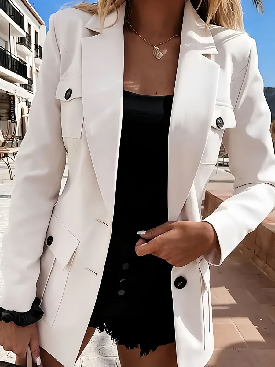 Loose-fitting Suit Solid Color Mid-length Coat