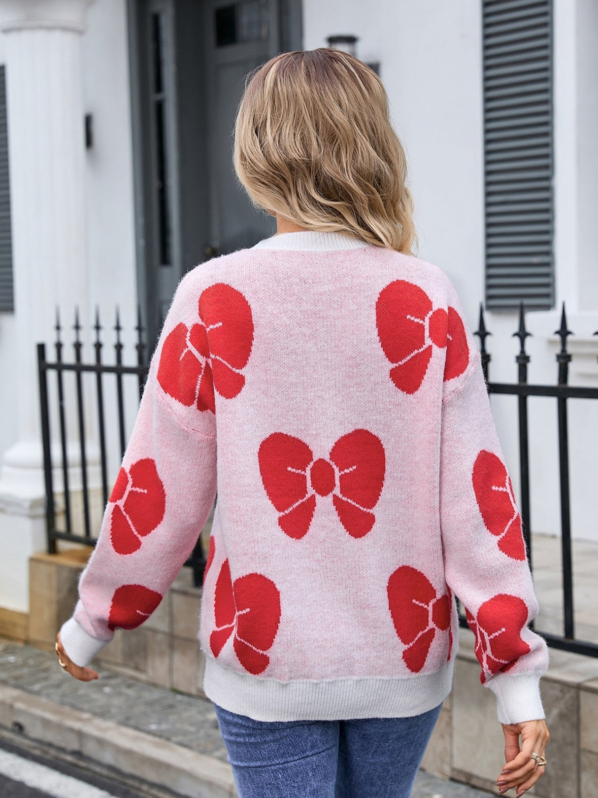 Pull en maille color-block à nœud pour la Saint-Valentin