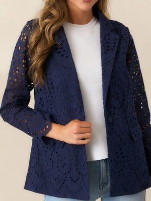 Embroidery Hollow Lapel Business Blazers