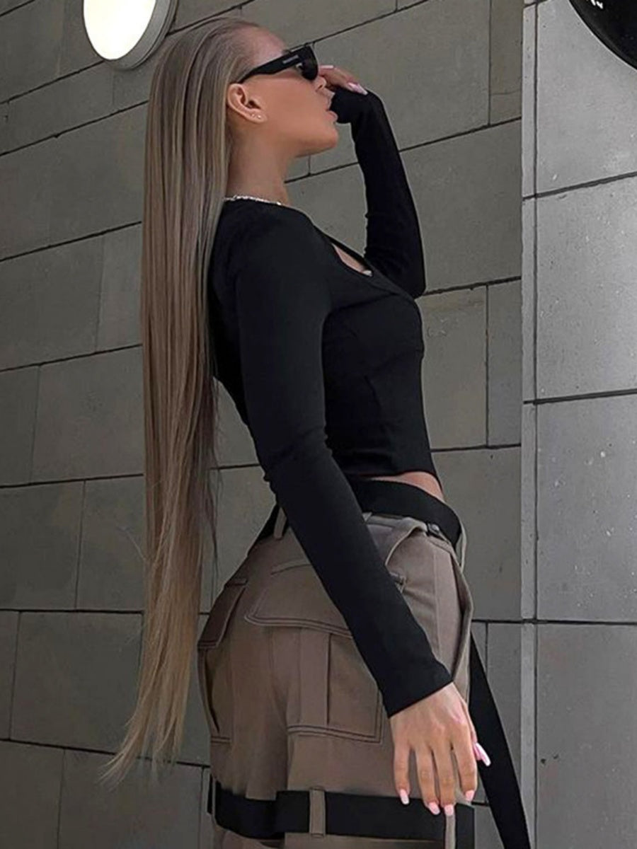 Body Spice Girl à manches longues et faux deux-pièces avec boutons