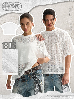 Liber Summer Men's Hollow pattern Floral T-shirts