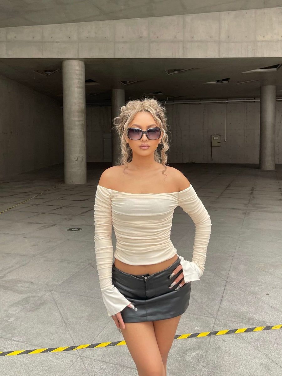 Women's Gauze Off Shoulder Long sleeve T-shirts