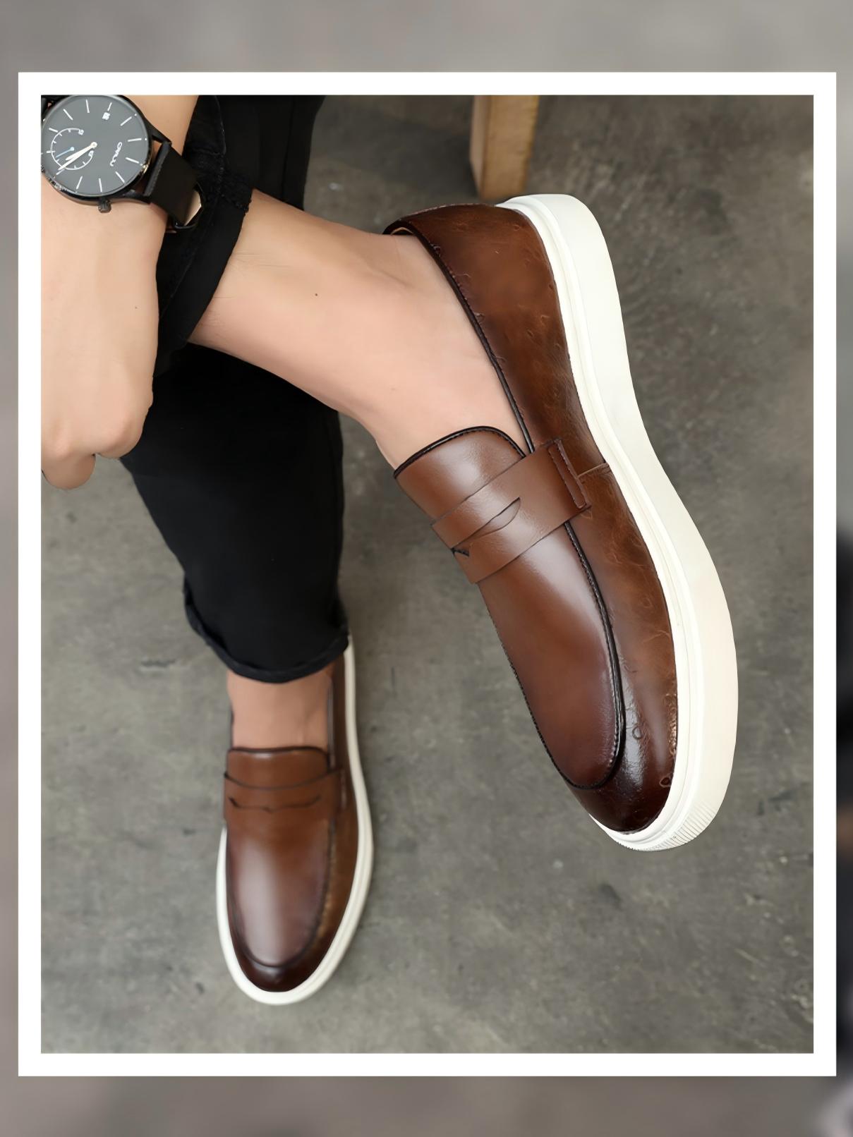 Ostrich Embossed Loafers