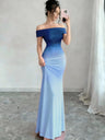 Off Shoulder Hip-hugging Gradient Maxi Dresses