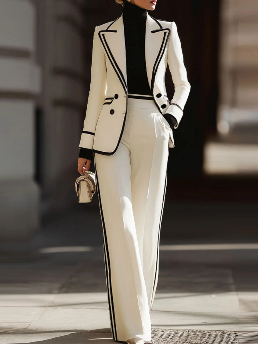 Long Sleeve Lapel Suit Pants Suit Trousers Set 2-piece Sets