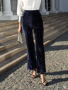 Velvet Bootcut Pants High-waisted Zipper Pants