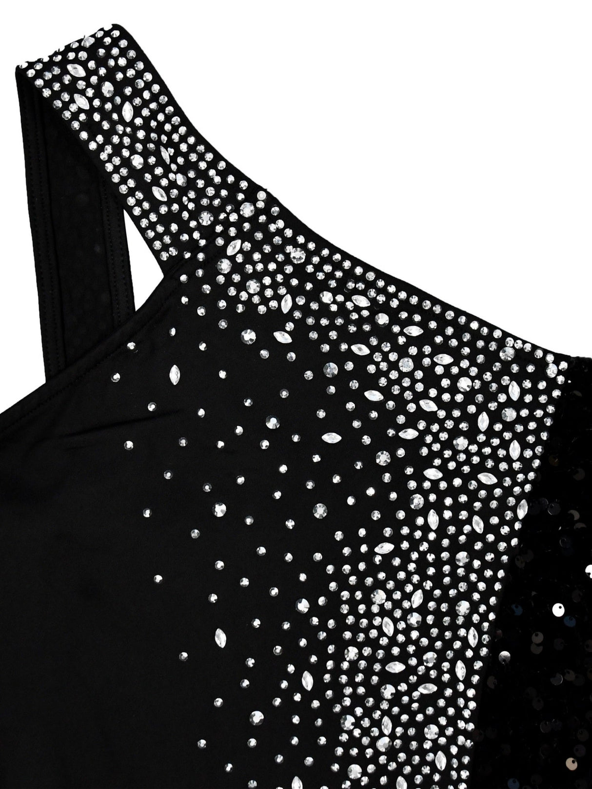 Abendkleid mit Strass- und Paillettenbesatz, hochgeschlitzt, einfarbig, Maxikleid