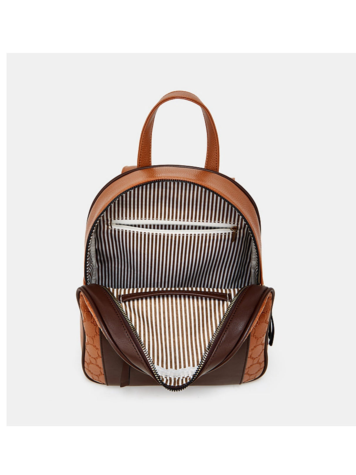 Color-blocked Embossed Backpack 3-piece Set