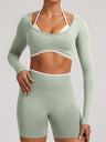Seamless Faux Two-Piece Exercise And Fitness Yoga Long-sleeved Top