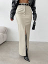 PU Leather High-waisted Slim Fit Hip Body Slit Longline Skirts