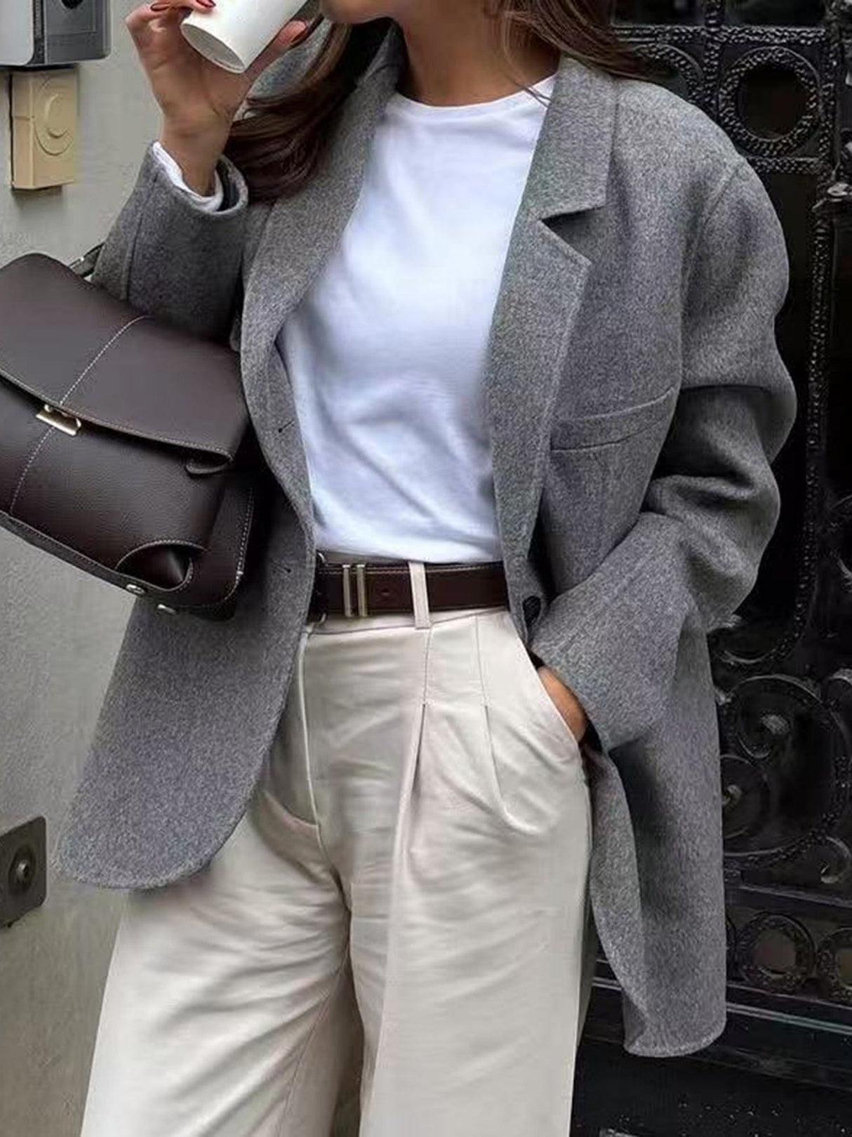 Woolen Lapel Buttons Blazers