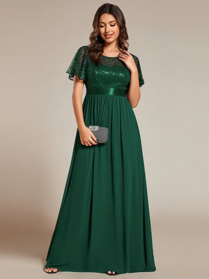 High Waist Sequins Spliced Long Dress
