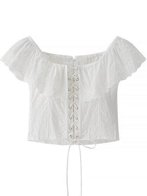 Lace Patchwork Ruffle T-shirts