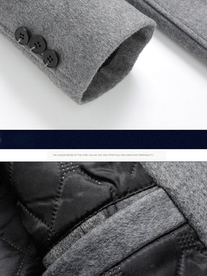 Double-breasted Long Over The Knee Slim Wool Coat