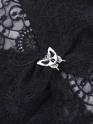 Y2K Lace  Flare Sleeve Slit And Exposed Navel Long-sleeved T-shirt