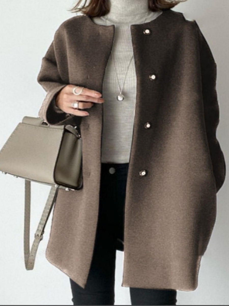 Straight Simplicity Woolen Cloth Coat Coats