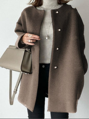 Straight Simplicity Woolen Cloth Coat Coats