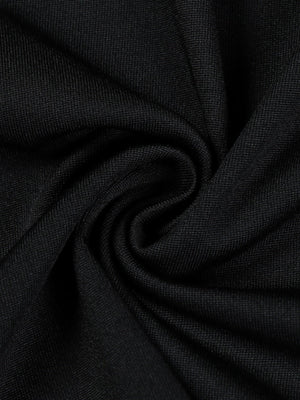 V-neck Black Lace Long Sleeve Pleated Tight Fit Formal Evening Long Dress