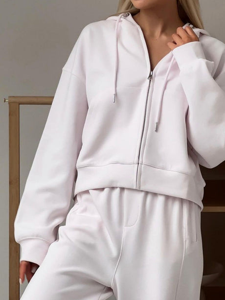Liber Autumn women's clothing with pockets solid color Sweatshirts&Hoodies Long sleeve cardigan two piece set