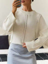 Liber Crew Neck Thread Solid Color Cardigans
