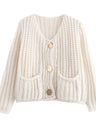 Metal Buttons Cropped knitted cardigan