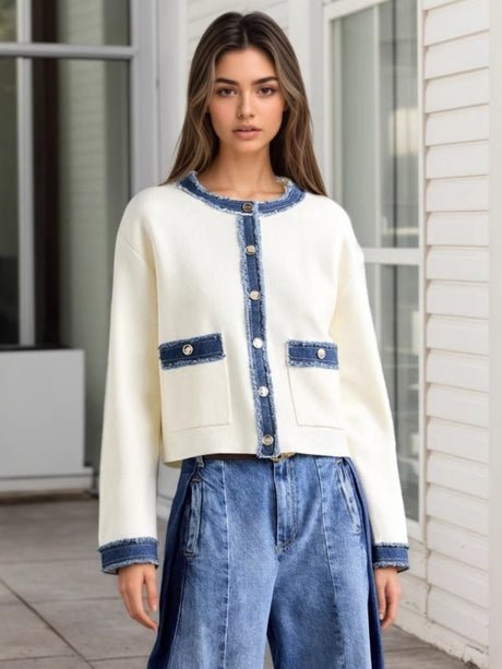 Liber Autumn women's clothing color matching buttons Patchwork jacket