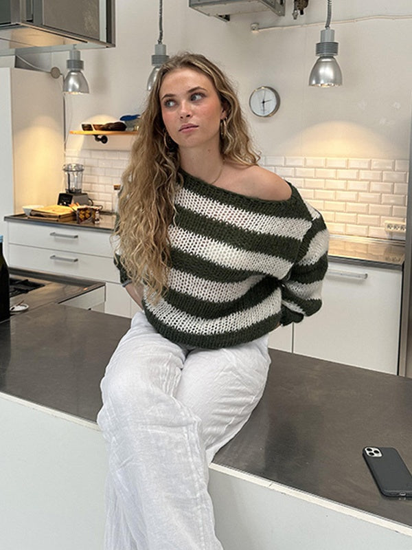 Stripes Crew Neck Sweaters