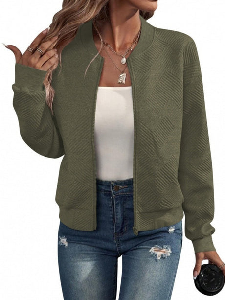 Liber Autumn Women's Zipper Geometric Patterns Jackets
