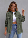Multicolor Raw Hem Denim Jacket