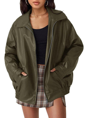 Loose Long Sleeve Leather Jacket Leather Jacket