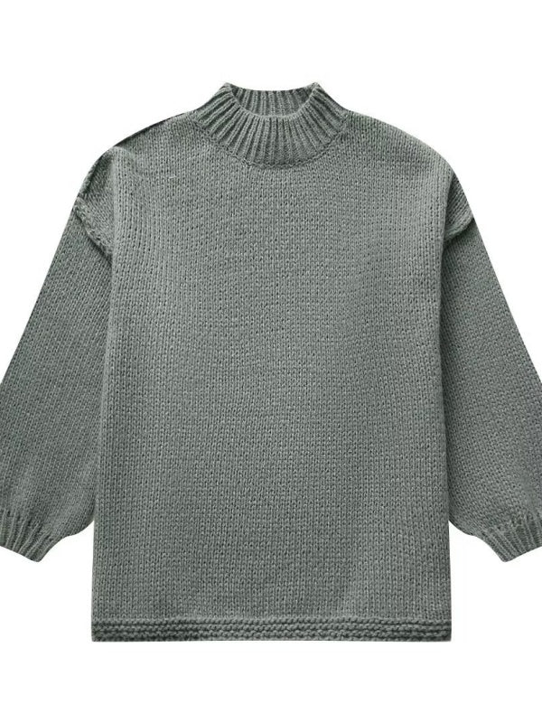 Medium high collar Splicing Sweaters