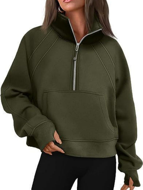 Liber Autumn Women's Pocket Solid Color Sweatshirts&Hoodies