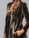 Velvet Splicing Retro Slit Long Sleeve Loose Coats