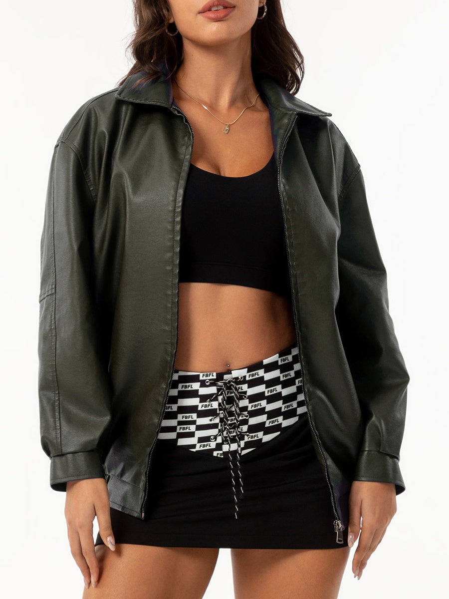 Street Cool Loose Pocket Leather Jacket