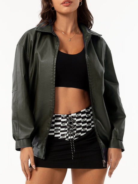 Street Cool Loose Pocket Leather Jacket