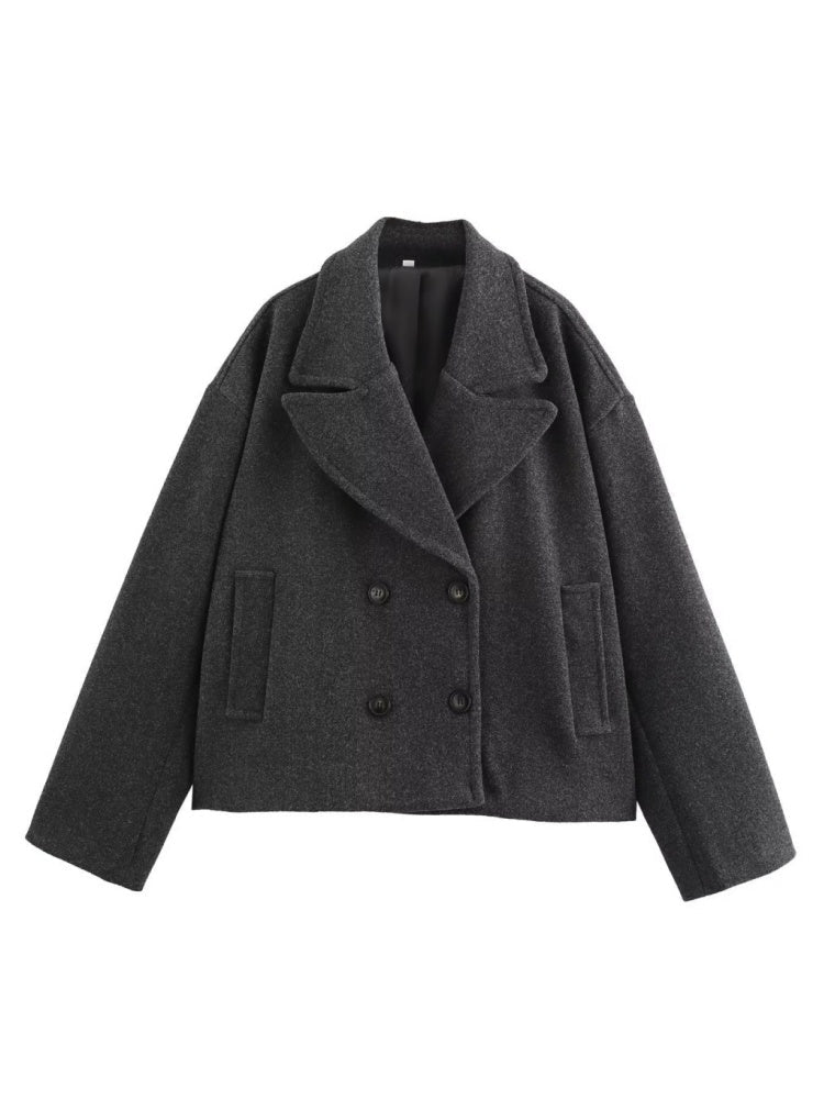 Soft Cropped Blazer With Double-breasted Lapels