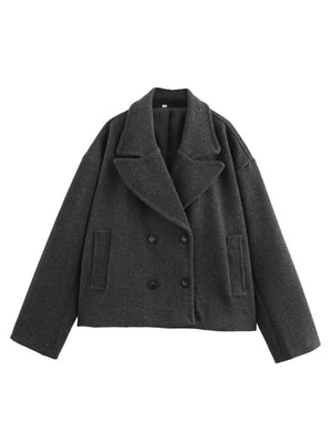 Soft Cropped Blazer With Double-breasted Lapels