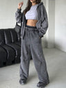Liber Autumn women's distressed clothing Lace-up washed straight-leg trousers