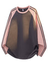 Liber Autumn Neutral wear Color matching Stripes T-shirts