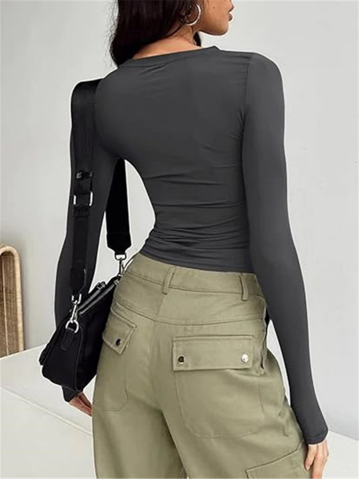 Solid Color Simple Long-sleeved T-shirt