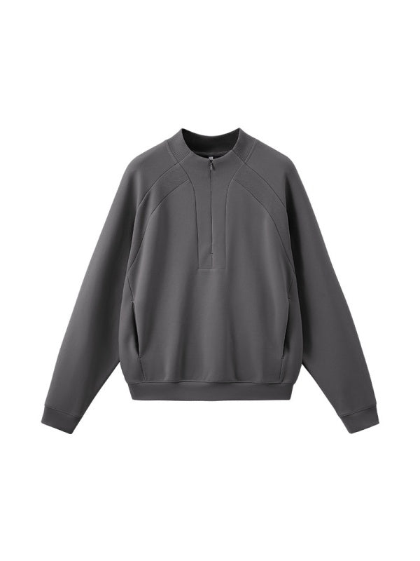 Lycra Pearl Stretch Half Zipper Comfort Keep Warm Sweatshirts&Hoodies