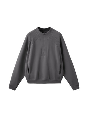 Lycra Pearl Stretch Half Zipper Comfort Keep Warm Sweatshirts&Hoodies